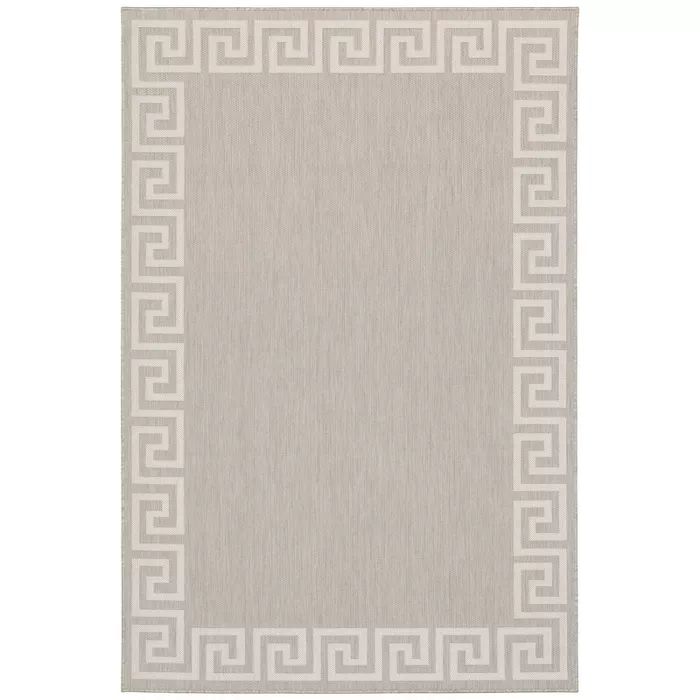 Paloma Greek Key Bordered Patio Rug Gray/Ivory - Captiv8e Designs | Target