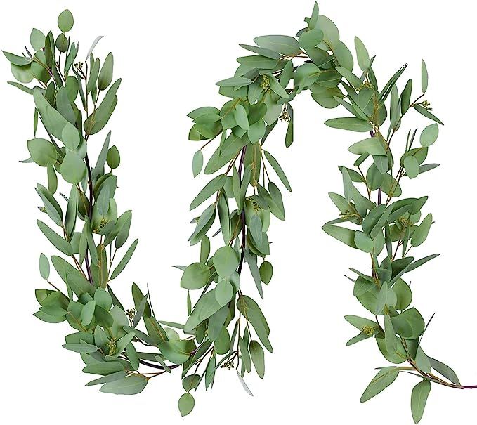 DearHouse 5.5Ft Seeded Eucalyptus Garland, Artificial Vines Faux Eucalyptus Leaves Table Garland ... | Amazon (US)