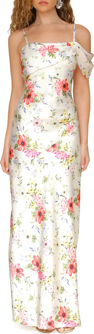 Floral Print Asymmetric Satin Maxi Dress | Nordstrom