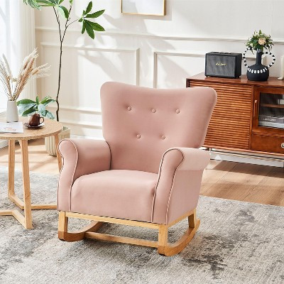 CAVINAS Accent Chair Modern Rocking Chair with Armrest Upholstered Comfy Chair, Pink | Target