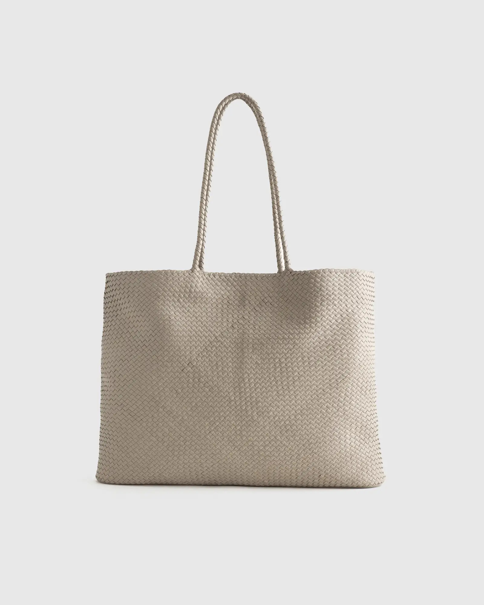 Italian Leather Handwoven Tote in Taupe | Quince