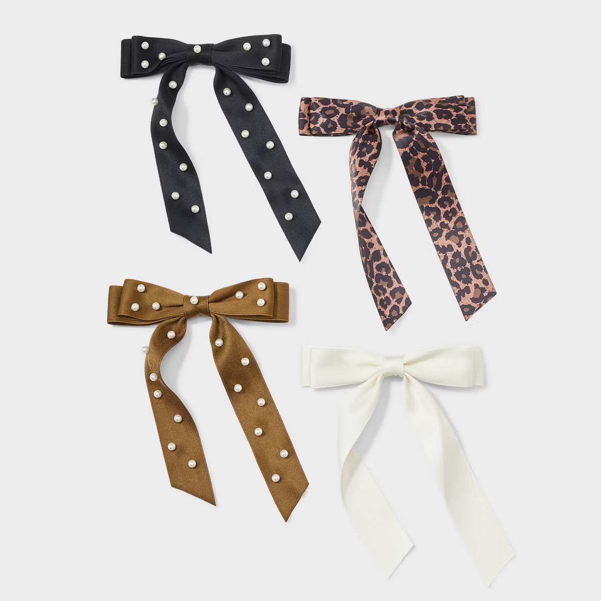 Ribbon Pearls Salon Hair Clip Set 5pc - Wild Fable™ Black/White/Yellow | Target