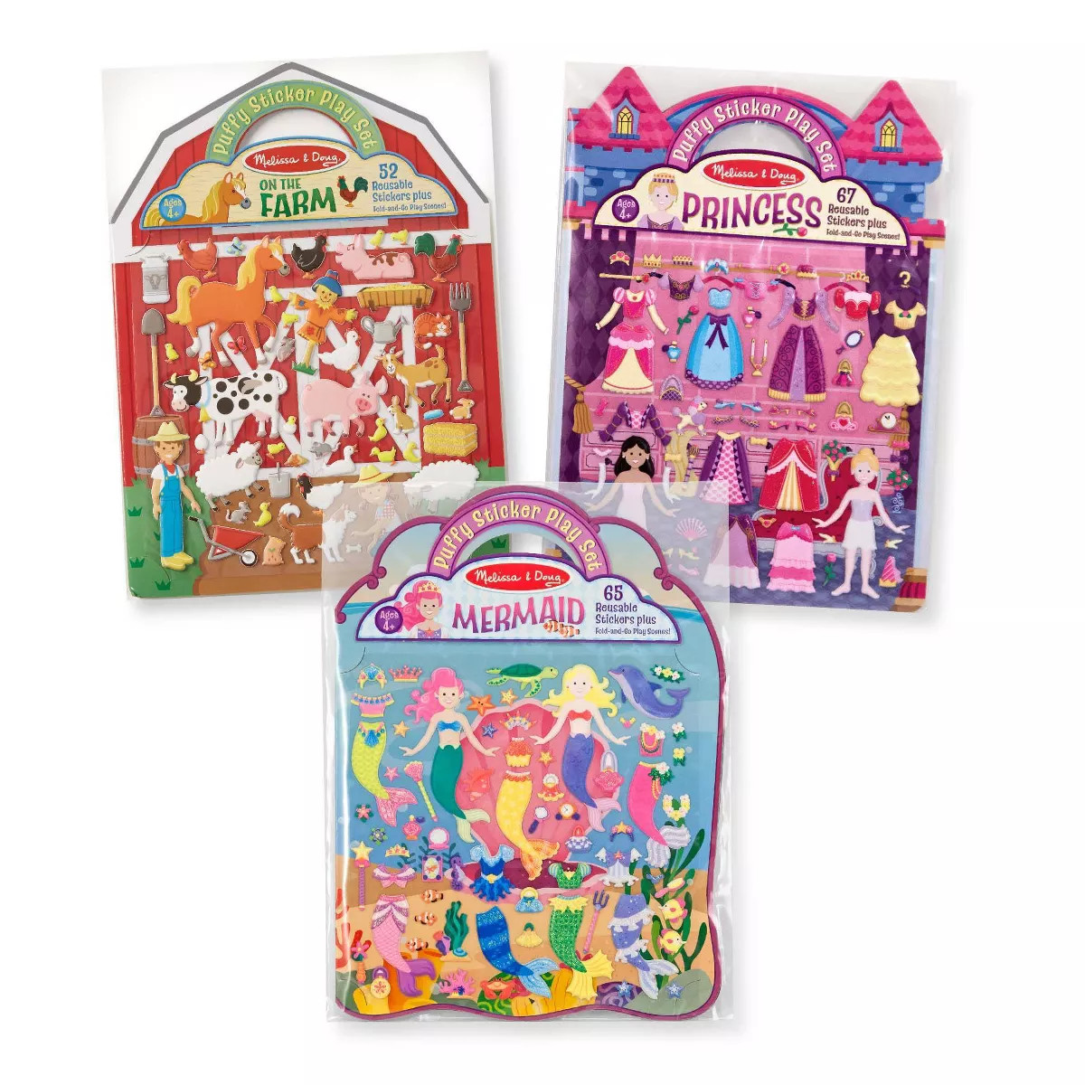 Melissa & Doug Puffy Sticker Bundle - Farm Princess & Mermaid | Target