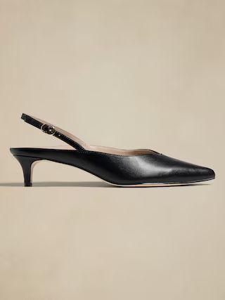 Vegan Leather Slingback Kitten Heel Sandal | Banana Republic Factory