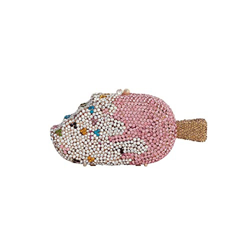 Tngan Women Ice Cream Shaped Evening Clutch Glitter Full Rhinestones Bag Girl Summer Dress Shoulder Bag, Peach | Amazon (US)