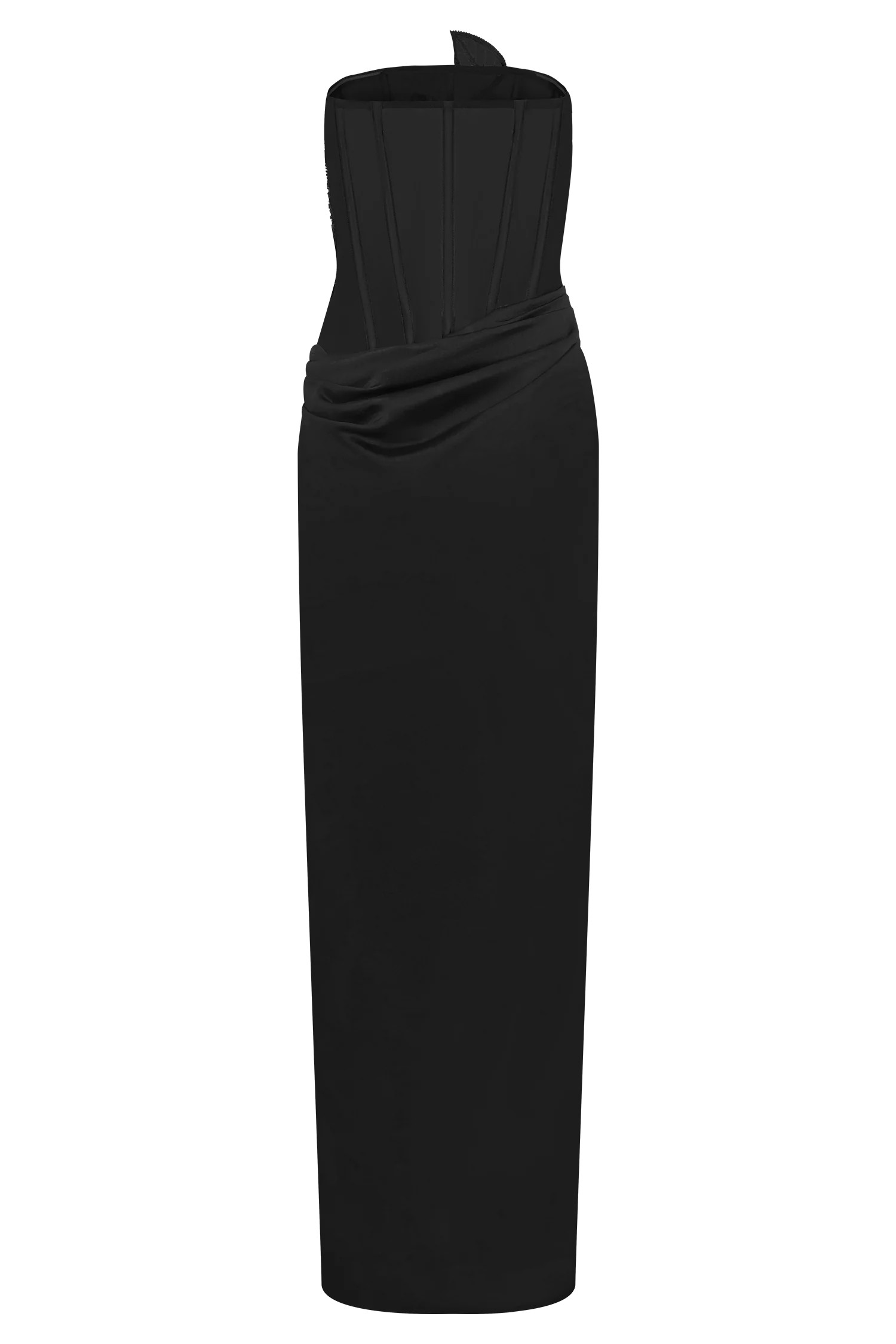 Asha Floral Mesh And Satin Maxi Dress - Black | MESHKI US