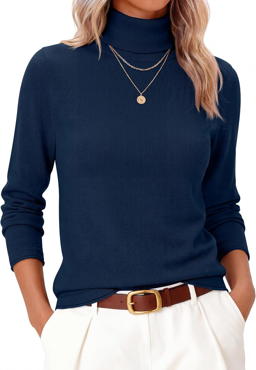 ANRABESS Womens Turtleneck Wool Blend Lightweight Sweaters | Amazon (US)
