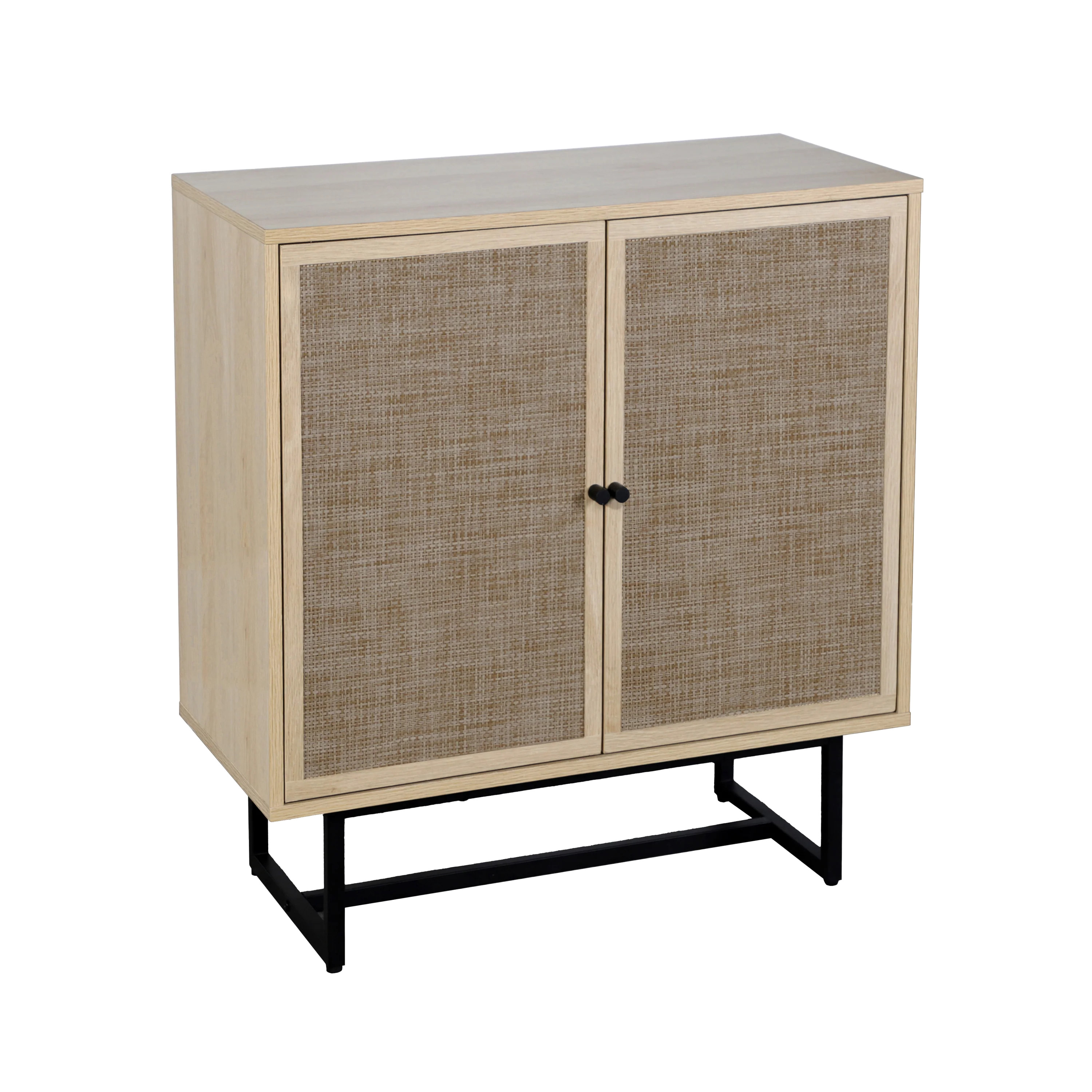Wood & Rattan Storage Cabinet Light Oak | Nathan James