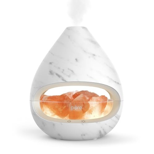 Pure Enrichment® PureGlow™ Crystal - 2-in-1 Himalayan Salt Lamp & Ultrasonic Essential Oil Diffuser, Original Salt Therapy Lamp, 100% Pure Himalayan Salt, Ambient Glow, 160 mL 16-Hour Tank (Marble) | Amazon (US)