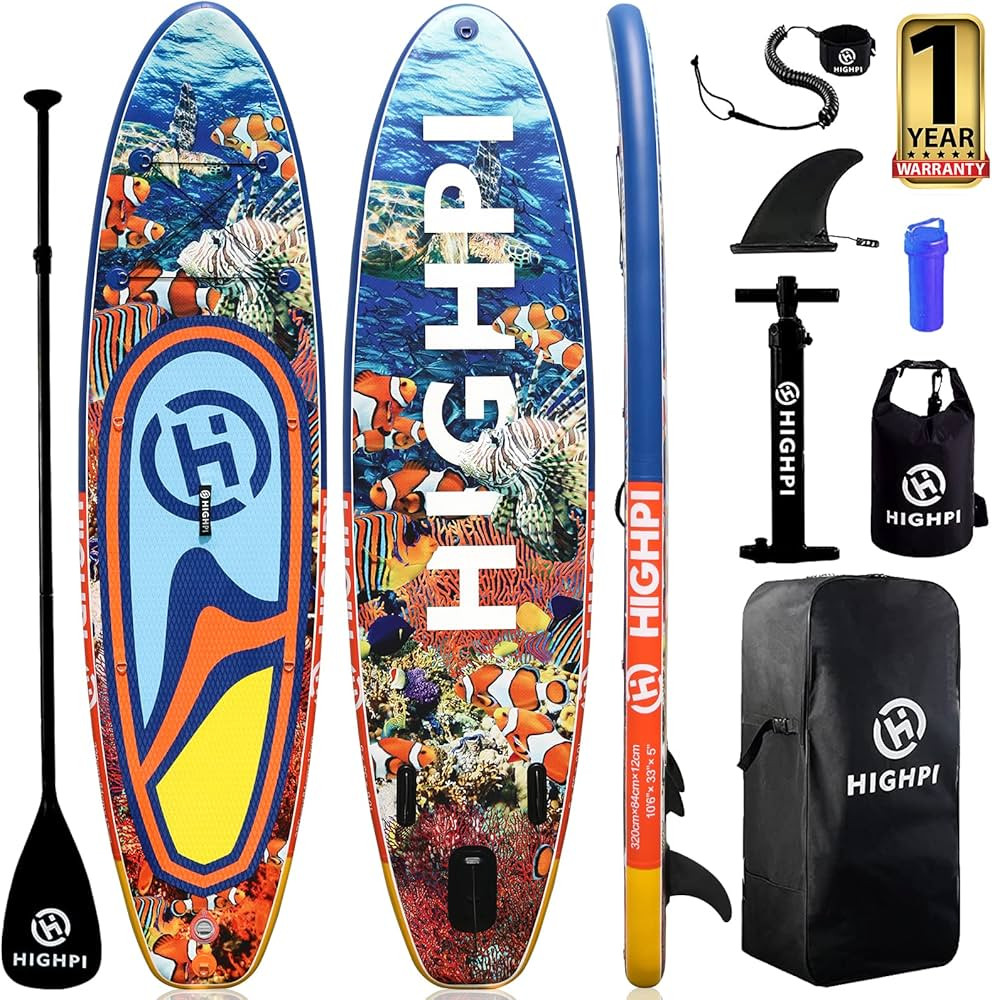 Highpi Inflatable Stand Up Paddle Board 10'6''/11' Premium SUP W Accessories & Backpack, Wide Sta... | Amazon (US)