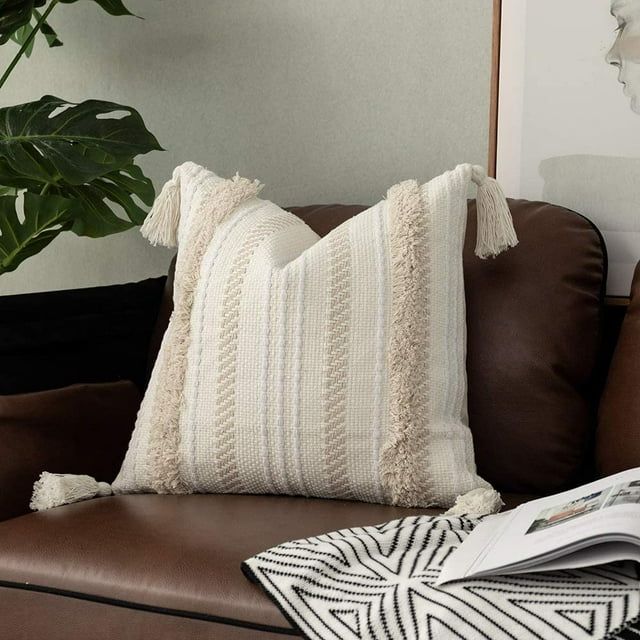 Decorative Throw Pillow Cover, 20 x 20 Farmhouse Cute Pillowcase Minimalist Neutral Collection Cr... | Walmart (US)