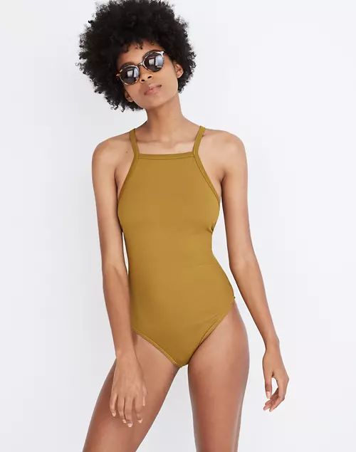 Madewell Second Wave Ribbed Racerback One-Piece Swimsuit | Madewell