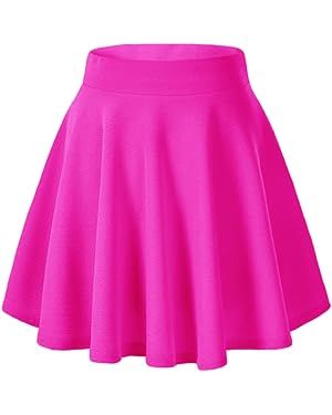 Afibi Casual Mini Stretch Waist Flared Plain Pleated Skater Skirt | Amazon (US)