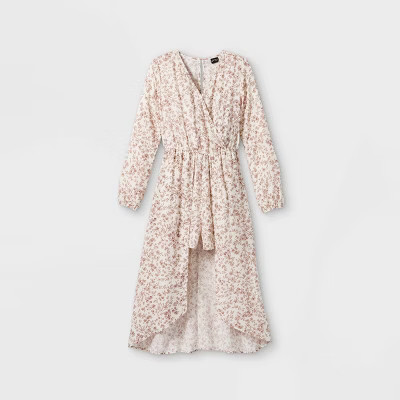 Girls' Floral Long Sleeve Walk-Through Jumpsuit - art class™ Cream S | Target