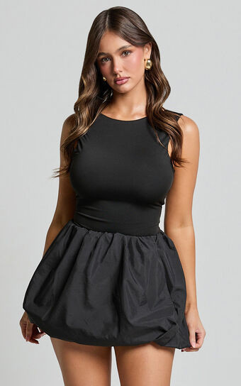 Abbey Mini Skirt - Bubble Hem Skirt in Black | Showpo (US, UK & Europe)