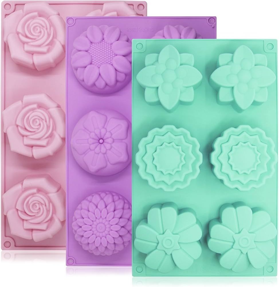 6-Cavity Silicone Flower Shape Cake Molds, YuCool 3 Packs Fondant Shape Decorating Ice Cube Trays... | Amazon (CA)