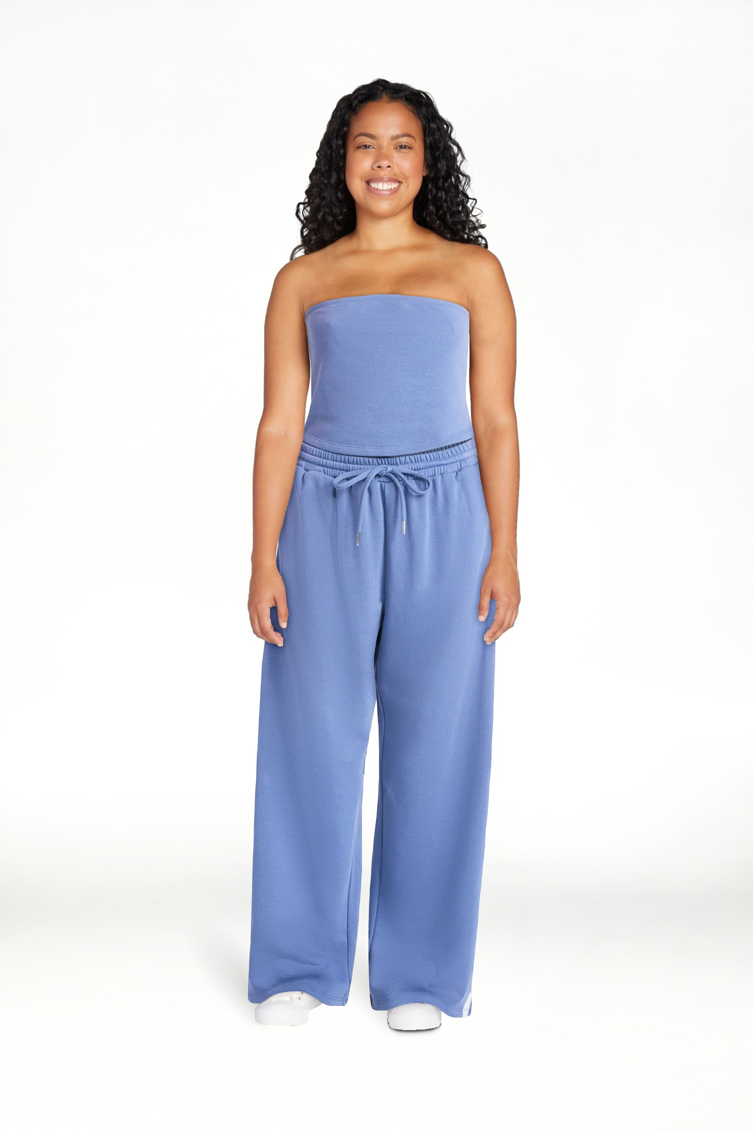 No Boundaries French Terry Tube Top and Pants Set, 2-Piece, Women's | Walmart (US)