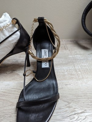 $1175 JIMMY CHOO Oriana 75 Leather Sandal In Black  | eBay | eBay AU