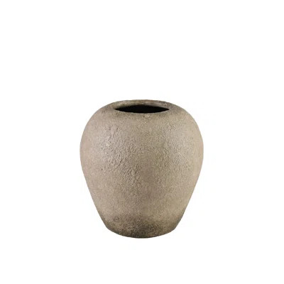 Caldera Rustic Ceramic Vase – Beige Textured Vase, Console Table Or Grand Table Decor, Perfect For Floral Arrangements Or Standalone Display, 11" Dia | Wayfair North America