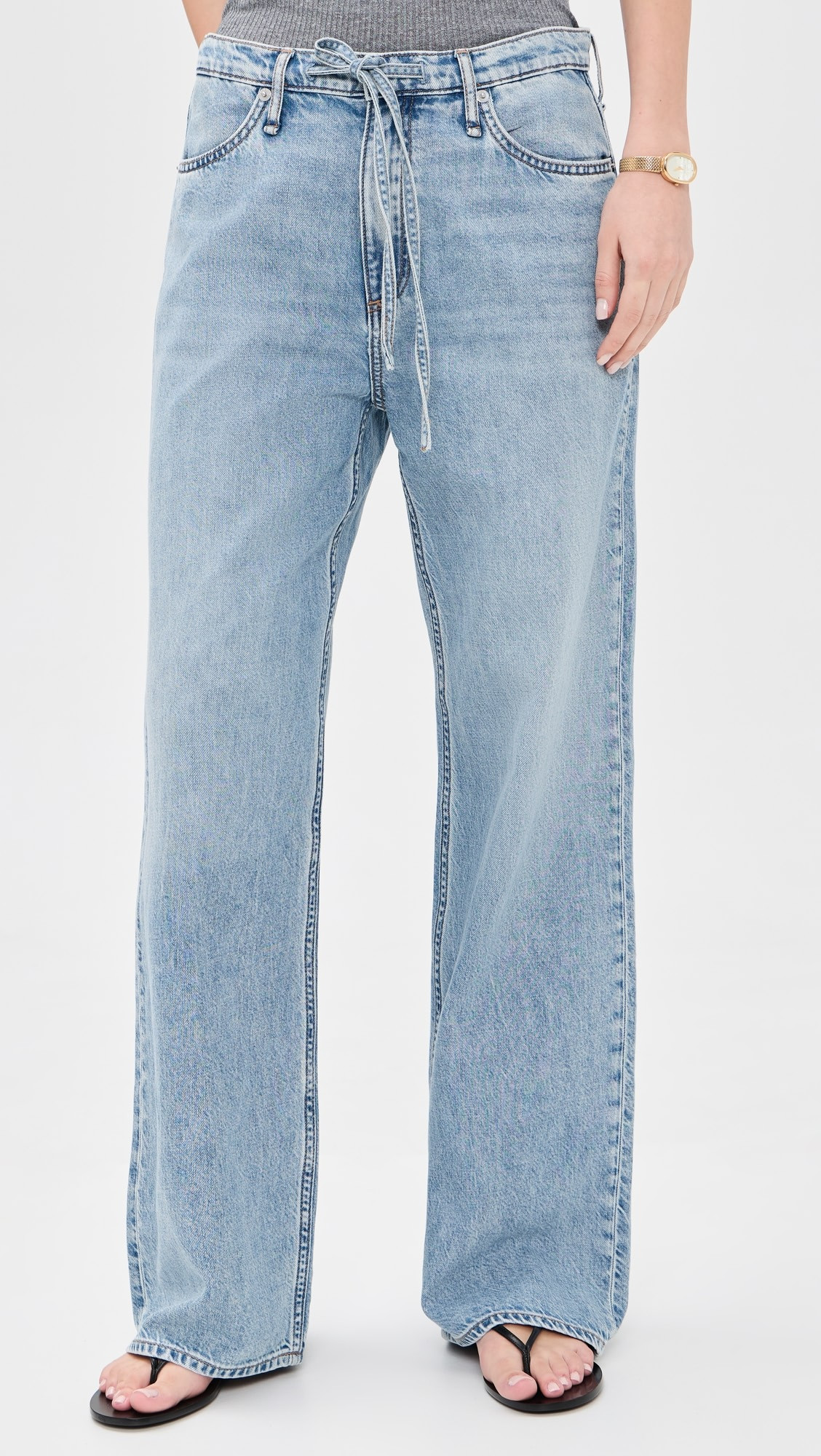 Featherweight Phoebe Drawstring Wide Jeans | Shopbop