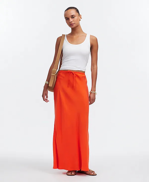 Tie-Waist Maxi Slip Skirt in Cupro Blend | Madewell
