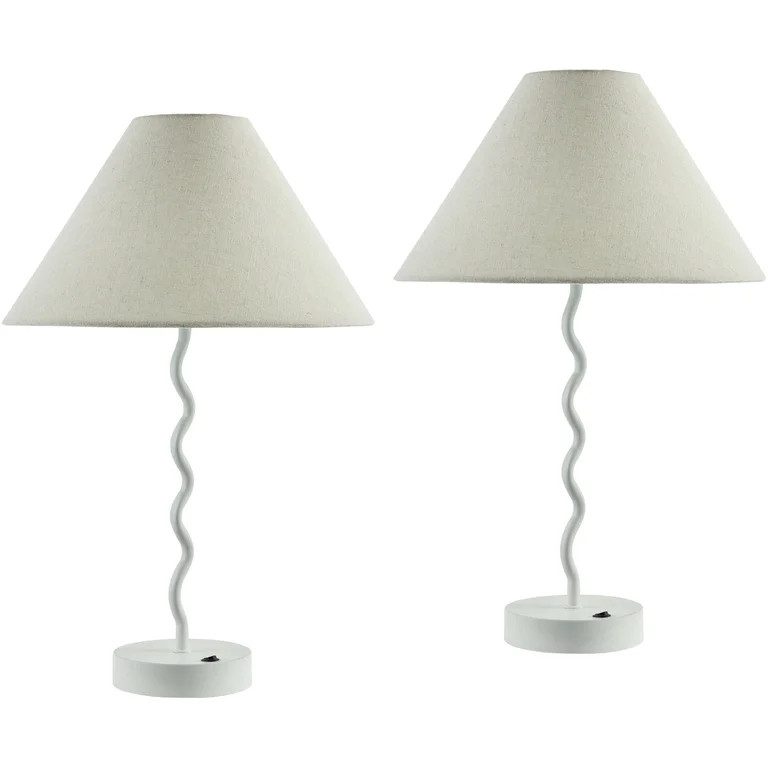 Livabliss Begonia Cottage Accent Table Lamp, 20-inch, White (Set of 2) | Walmart (US)