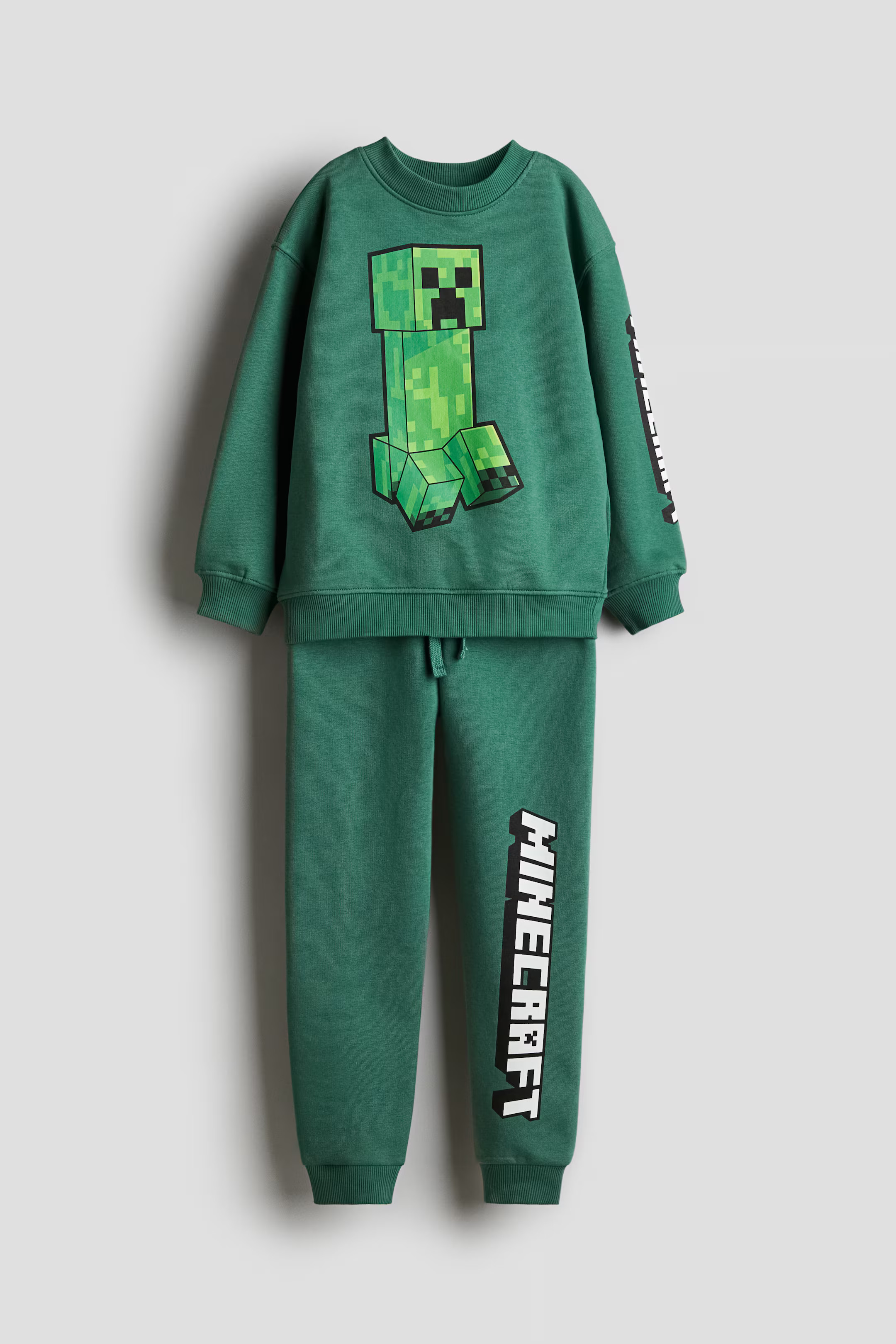 2-piece Printed Sweatsuit - Green/Minecraft - Kids | H&M US | H&M (US + CA)