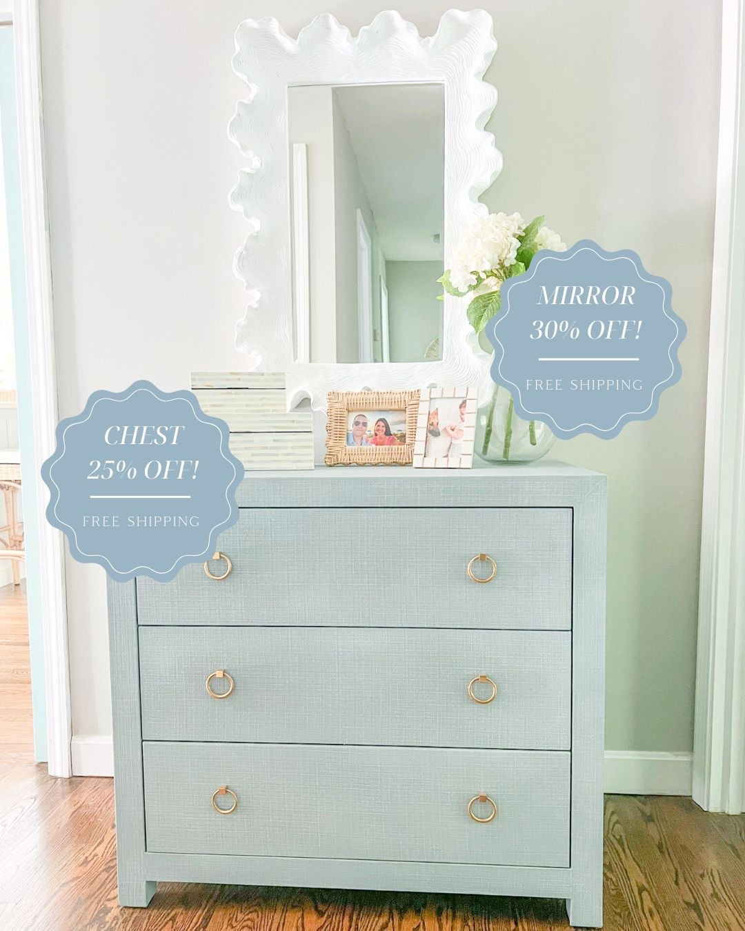 My linen chest & this coral-inspired mirror (a Casually Coastal best seller!) that I have in my downstairs hallway are both included in Cyber Monday sales going on now! Use code “BD8N9C7B” for free shipping on the mirror! 
- 
coastal decor, beach house decor, beach decor, beach style, coastal home, coastal home decor, coastal decorating, coastal interiors, coastal house decor, beach style, neutral home decor, neutral home, natural home decor, coastal mirrors on sale, rectangular mirrors on sale, vertical mirrors, white mirrors, coral mirrors, ballard designs mirrors, ballard designs sale, real touch hydrangeas, white hydrangeas, decorative boxes, console table decor, coastal blue driftwood chest, blue console table, bedroom furniture, dresser, linen furniture, serena & lily sale, coastal furniture, beach house furniture, blue dresser, entryway table, entryway decor, entryway table, bedroom chest, bedroom dresser, black friday sales, cyber monday sales, home sales, furniture sales

#LTKHome #LTKSaleAlert #LTKCyberWeek