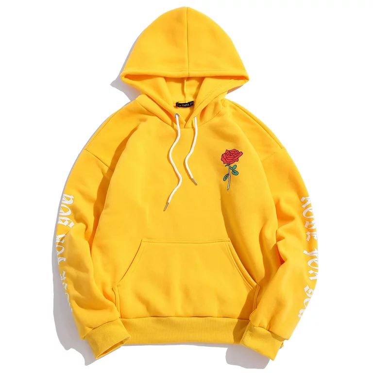 Zaful Colts Hoodies for Men Rose Letter Graphic Fleece Pullover Hoodie Yellow 2XL | Walmart (US)