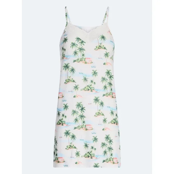 Joyspun Women’s Dreamy Soft Collection Lace Front Knit Chemise, Sizes XS-3X | Walmart (US)