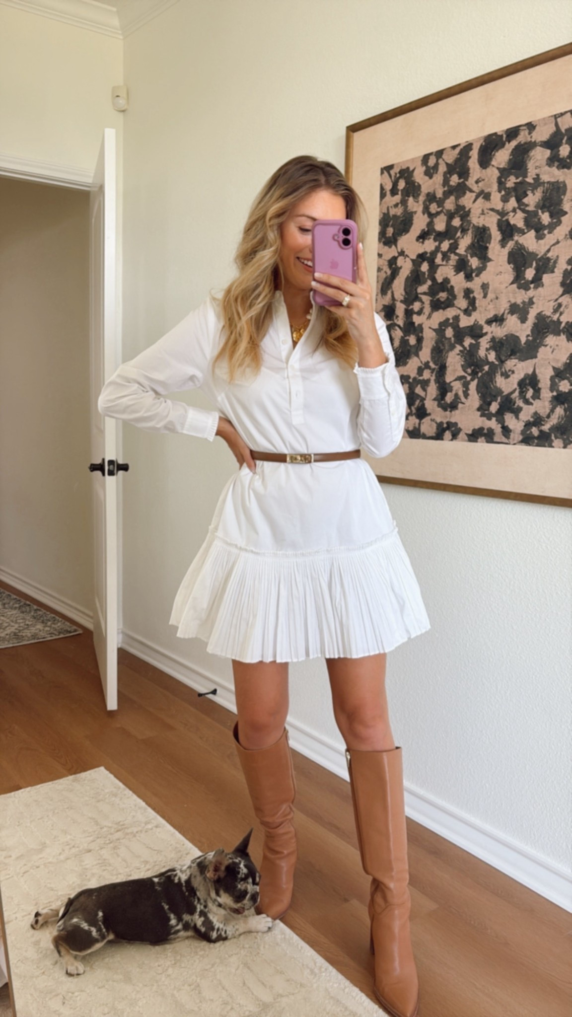 Cute ruffled white dress!

Pleated dress. Shirt dress. Fall outfit. Country concert outfit. Date night dress. Business outfit 

#LTKWorkwear #LTKFindsUnder100