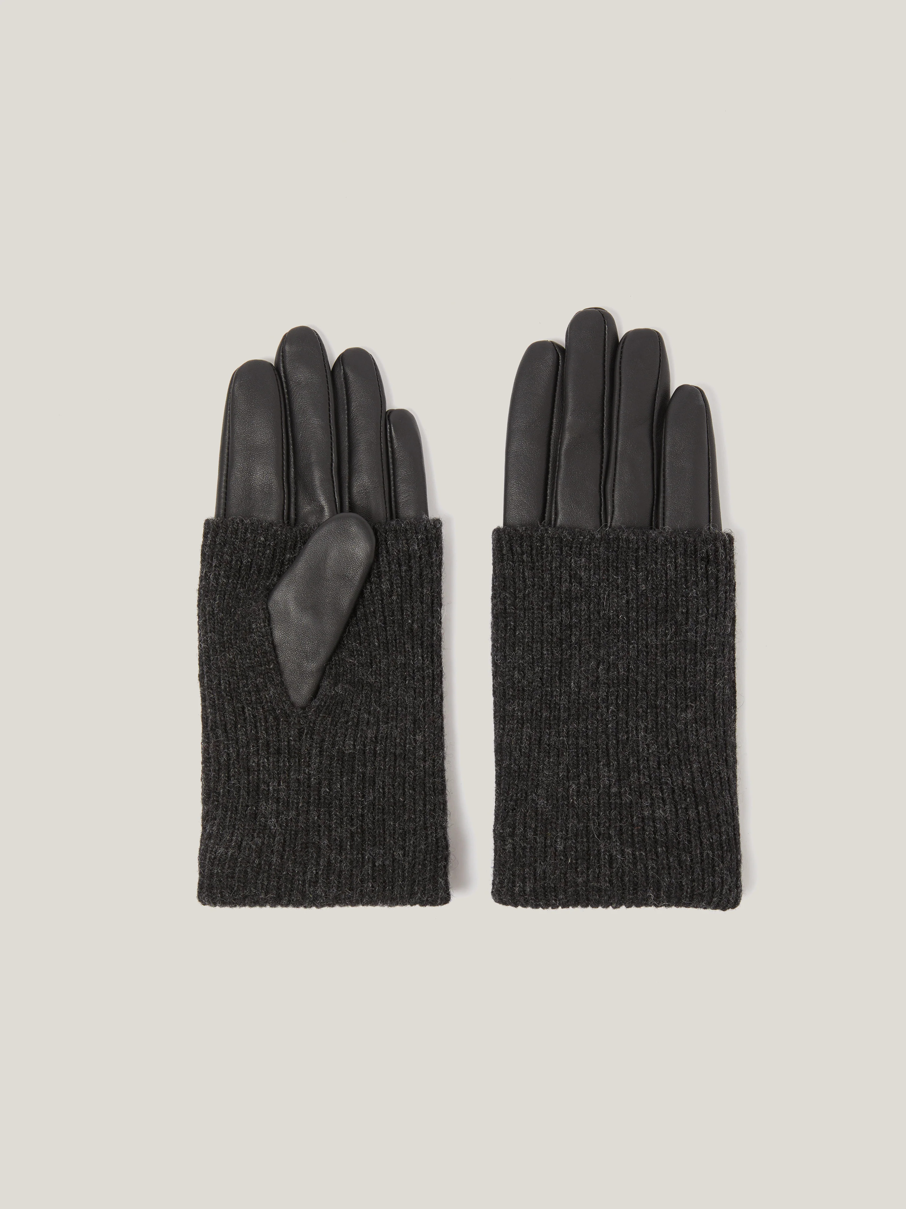 Knitted Leather Glove | Black | Jigsaw (UK)