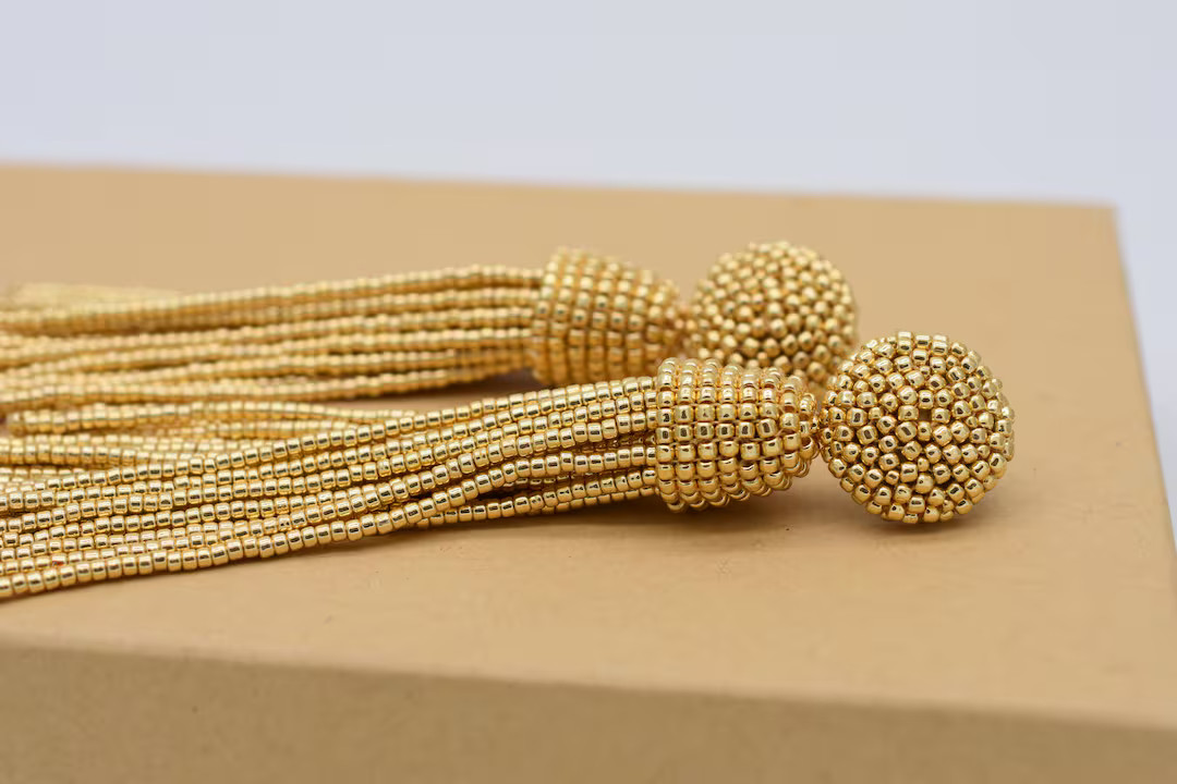 Gold Earrings tassel earrings long, dangle drop, Choose your fastening: Studs or Clip on, ALL LEN... | Etsy (US)