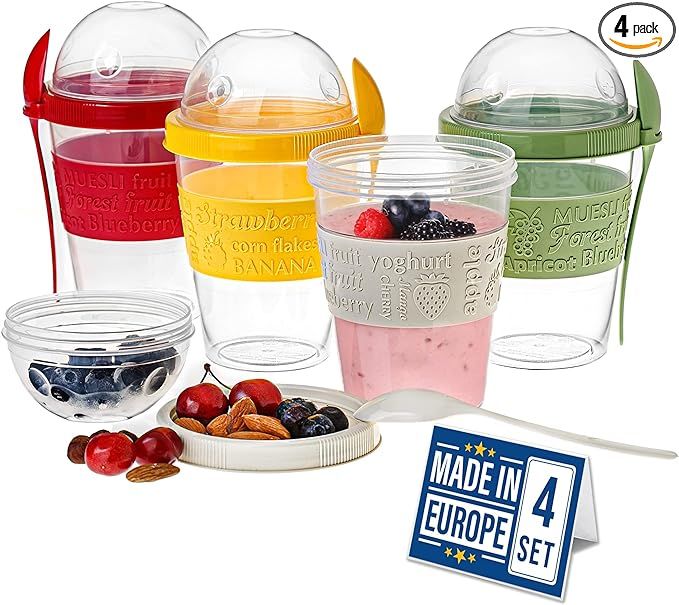Crystalia Yogurt Parfait Cups with Lids, Reusable Yogurt Containers with Lids and Spoons, Take an... | Amazon (US)