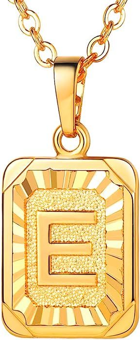 U7 Monogram Necklace A-Z 26 Letters Pendants 18K Gold/Platinum Plated Square Tiny Initial Necklac... | Amazon (US)