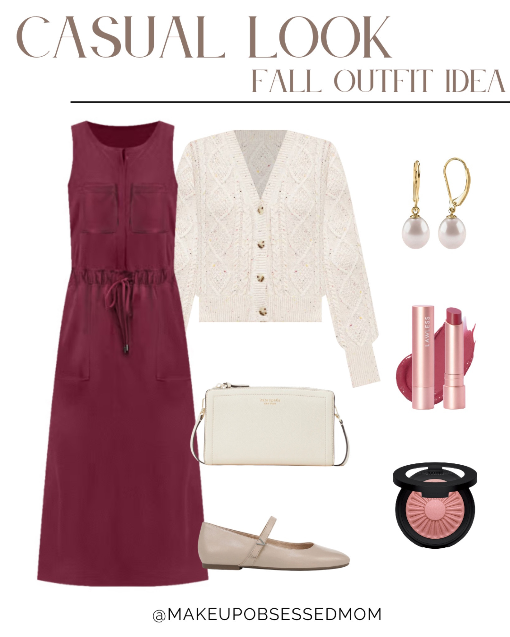 Get cozy this fall with a casual outfit that's both cute and comfortable! Try a midi pocket shirtdress paired with a v-neck cardigan, Mary Jane flats, and a white Kate Spade crossbody bag.
#fallfashion #midlifestyle #dressylook #womenover40 

#LTKBeauty #LTKSeasonal #LTKStyleTip