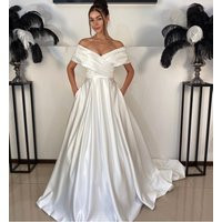 Off The Shoulder Wedding Dress Boho Beach Simple Elegant Wedding Dress Rustic Plus Size Unique Brida | Etsy (US)