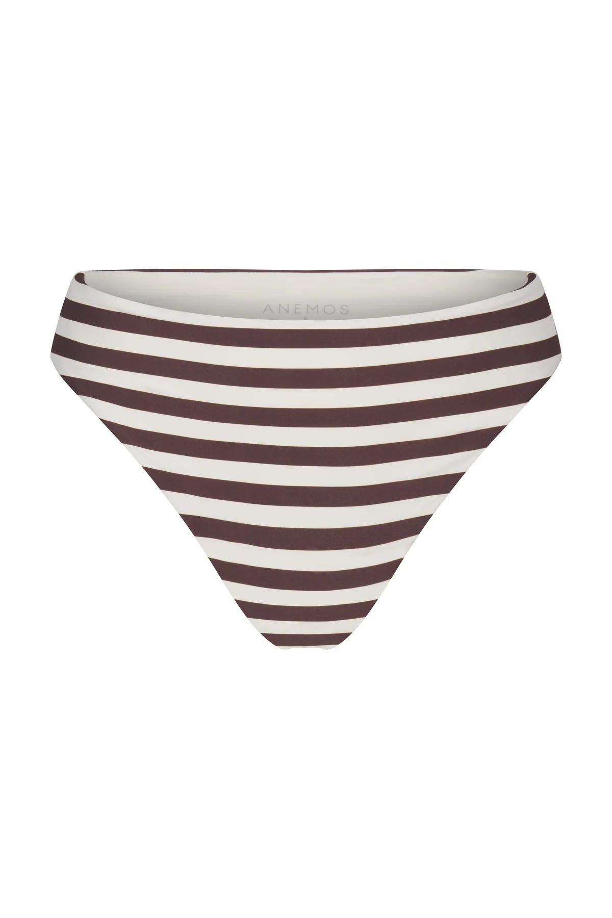 The Midi High-Cut Bikini Bottom In Espresso Even Stripes | Over The Moon