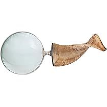 Creative Co-Op Stainless Steel Horn Handle Magnifying Glass, 4" L x 4" W x 10" H, Natural | Amazon (US)