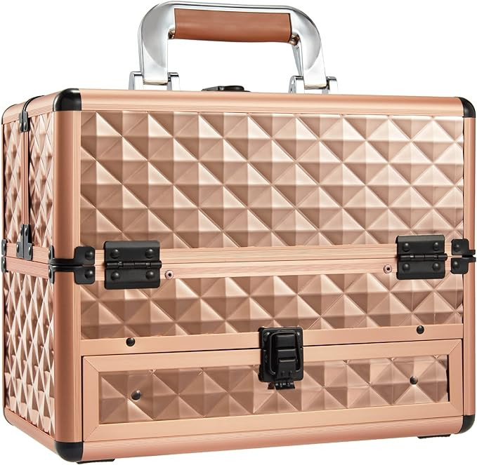 Joligrace Makeup Train Cases Box Organizer Professional Travel Makeup Cosmetic Storage Cases Port... | Amazon (US)