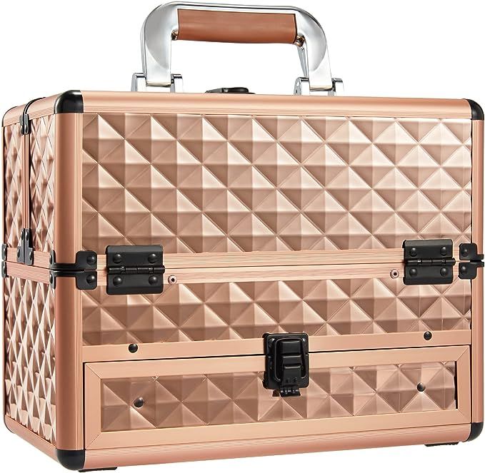 Joligrace Makeup Train Cases Box Organizer Professional Travel Makeup Cosmetic Storage Cases Port... | Amazon (US)
