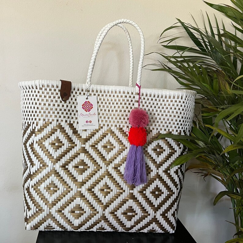 XL tote, beach bag, market bag. white/golden bag. | Etsy (US)