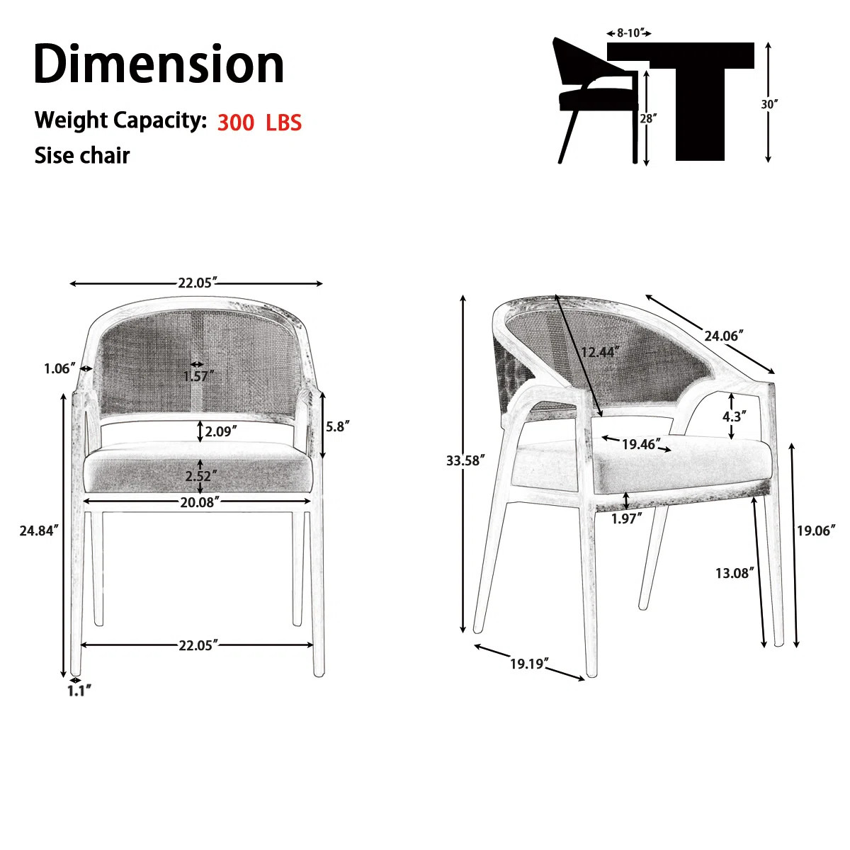 Aliha 19'' H Foam Padding Upholstered Cane Back Side Chair (Set of 2) | Wayfair North America
