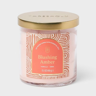 2-Wick Lidded Glass Jar Candle Blushing Amber 15.1oz - Threshold™ | Target