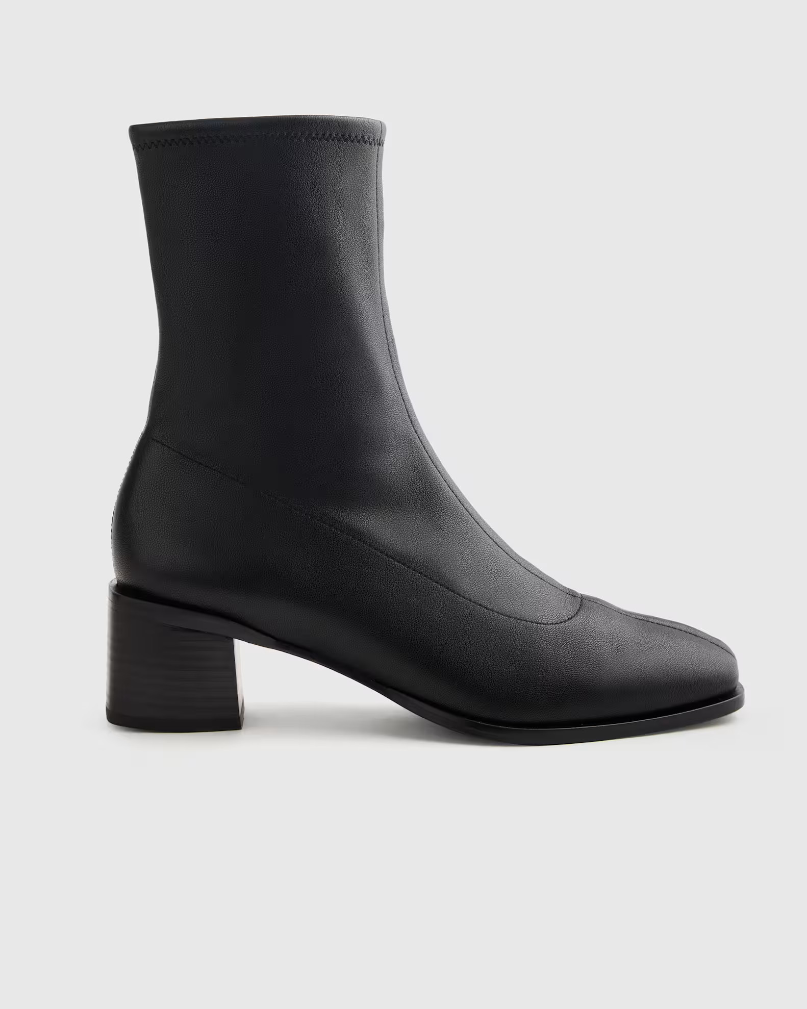 Italian Leather Stretch Sock Bootie in Black | Quince