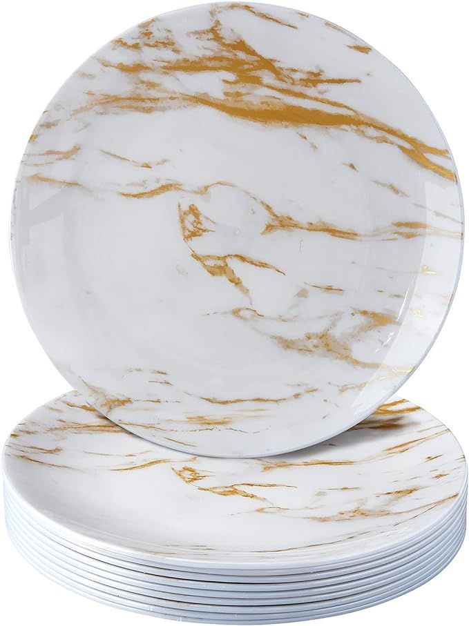 GOLD MARBLE DESIGN PLATES | Elegant Dinner Plates | Carrara Marble Collection | 10” – 10 PC | Amazon (US)
