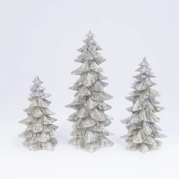 3 Piece Resin Glitter Tree Set | Wayfair North America