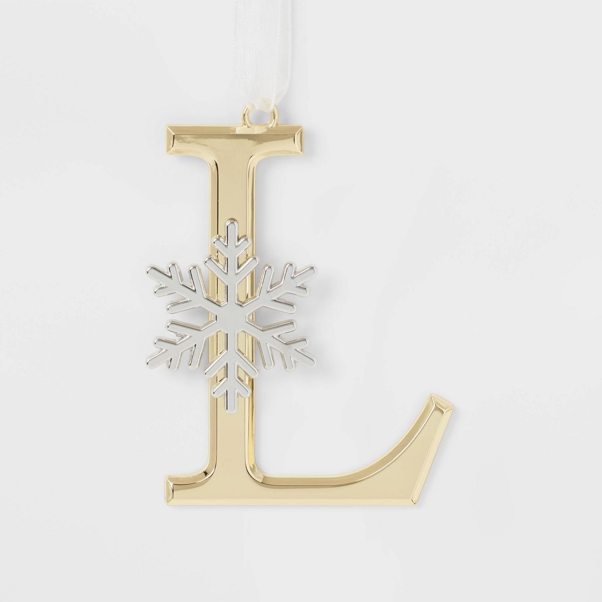 Metal Monogram 'L' with Snowflake Christmas Tree Ornament Gold - Wondershop™ | Target
