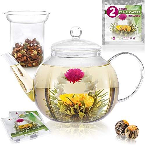 Teabloom Stovetop & Microwave Safe Glass Teapot (40 OZ / 1.2 L) with Removable Loose Tea Glass In... | Amazon (US)