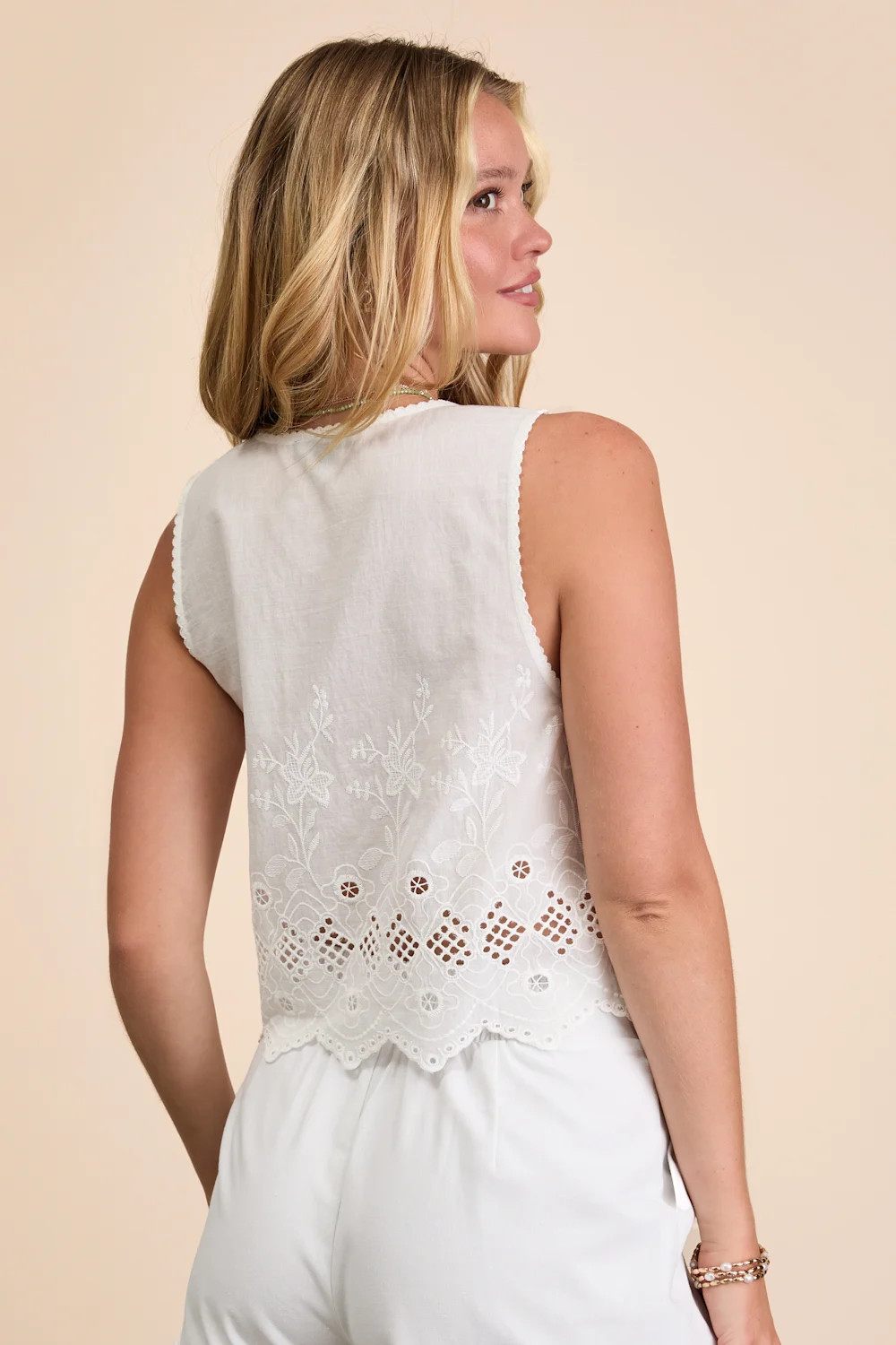 Linnea White Eyelet Embroidered Tie-Front Top | Lulus